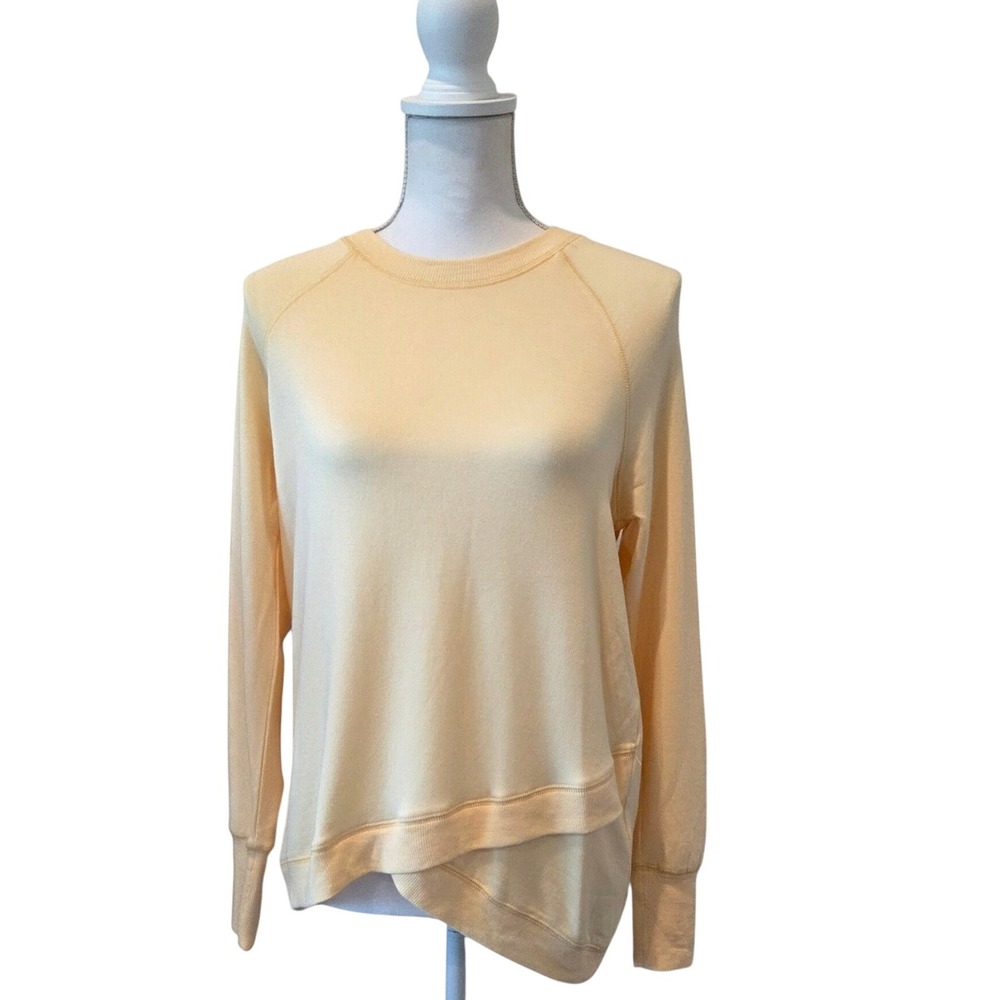 Magaschoni Sweatshirt Modal Tulip Hem Relaxed Yellow Pastel Loungewear Small